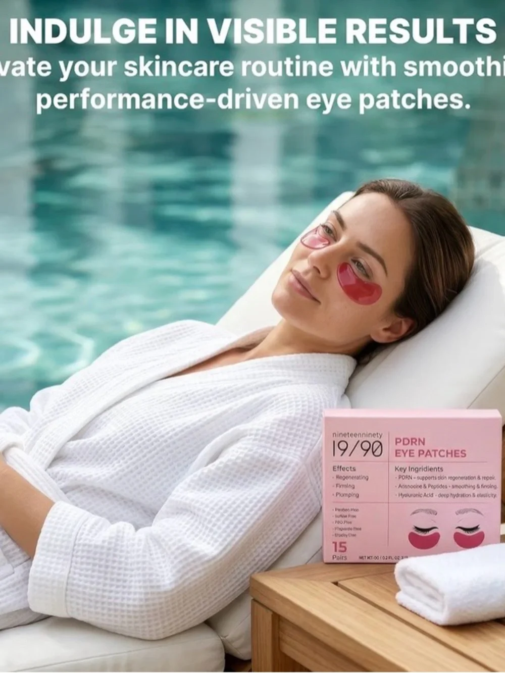Revitalizing Hydrogel Eye Patches Pink 15 Pairs Caffeine Hyaluronic Acid